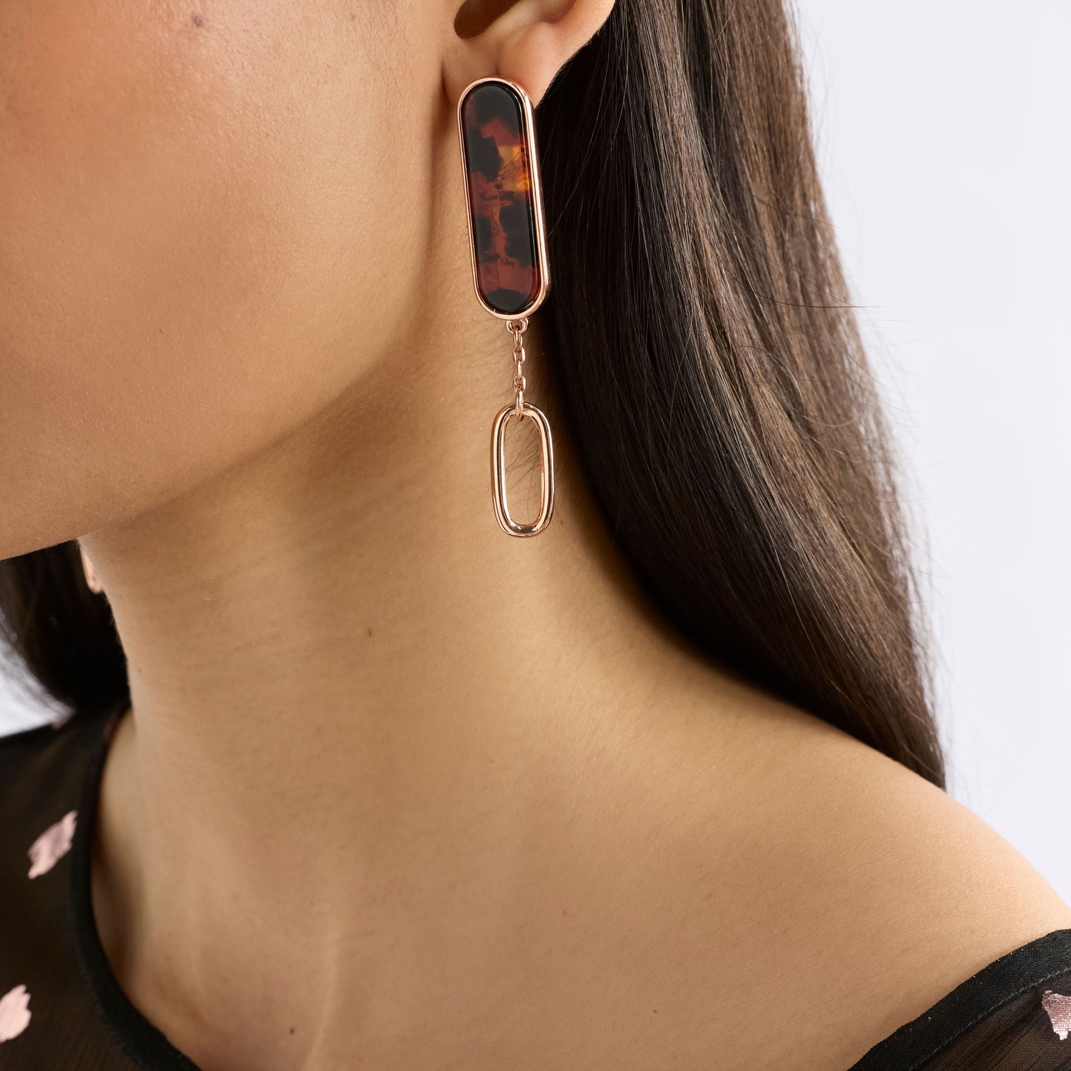 Eimii  Long Stud Earring - Rose Gold
