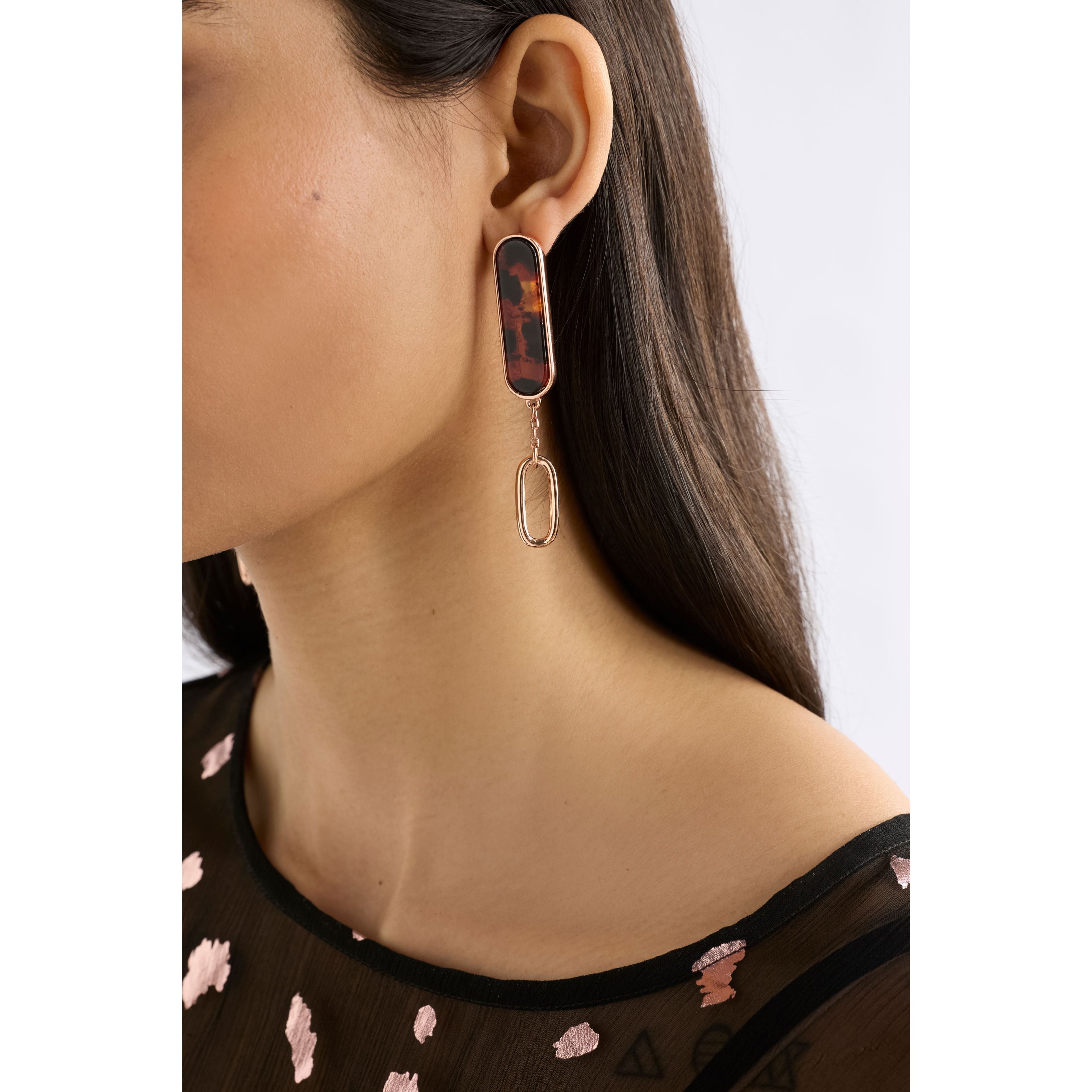 Eimii  Long Stud Earring - Rose Gold