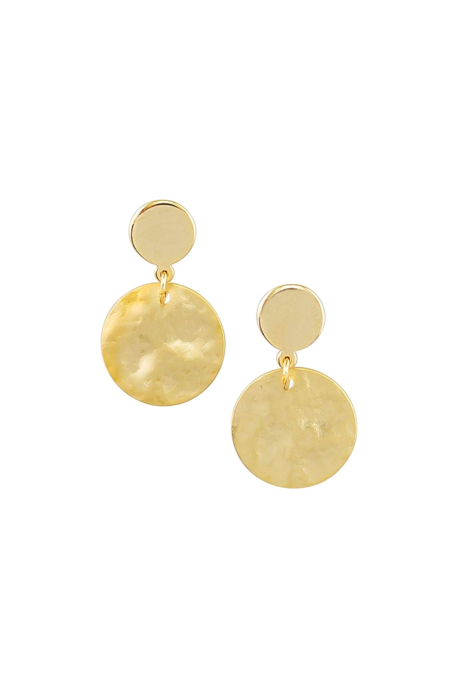 Gold Small Textured Disc Earrings