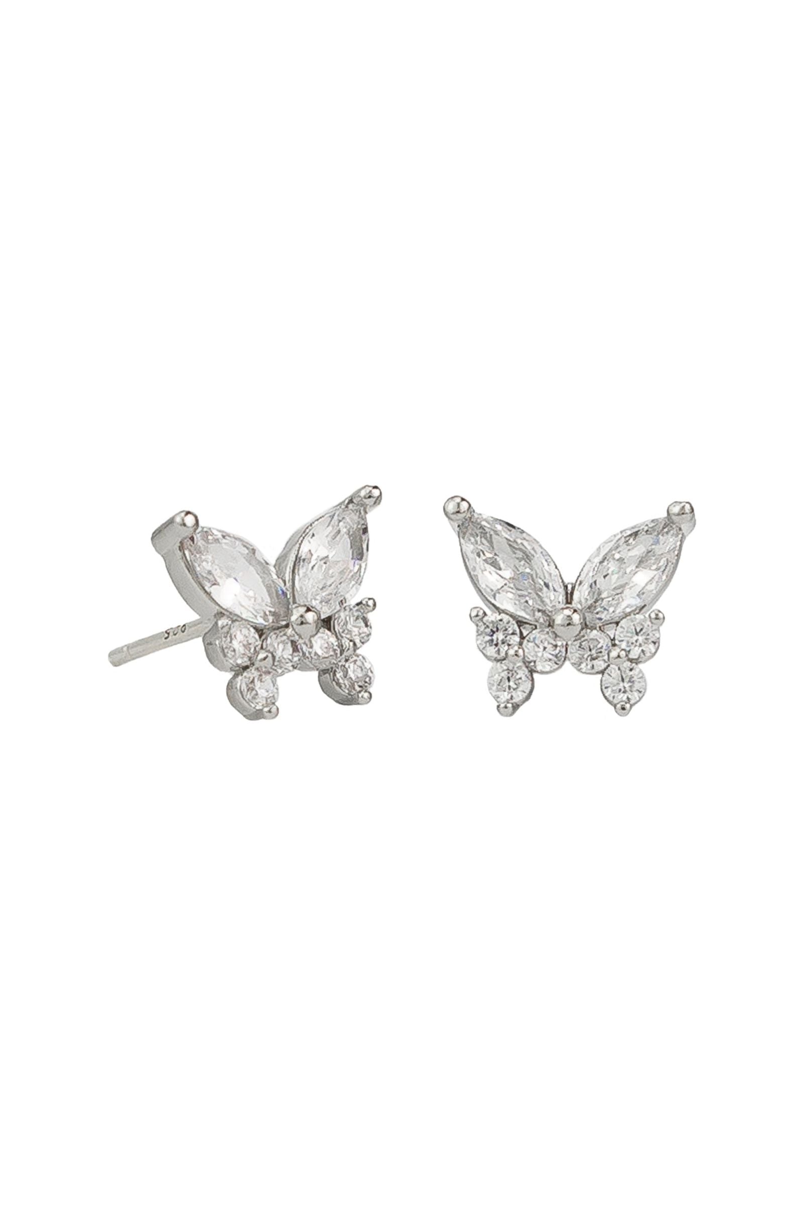 Silver Crystal Apollo Butterfly Studs