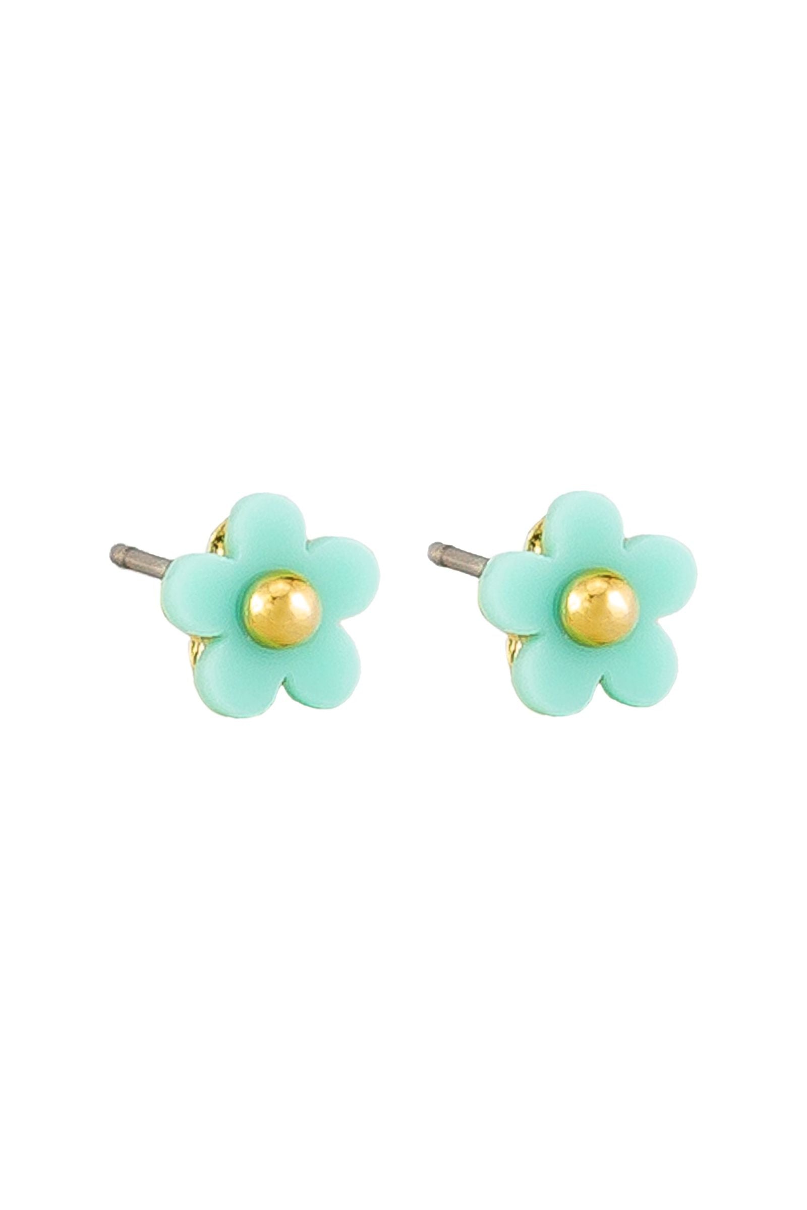 Aqua Baby Flower Button Studs