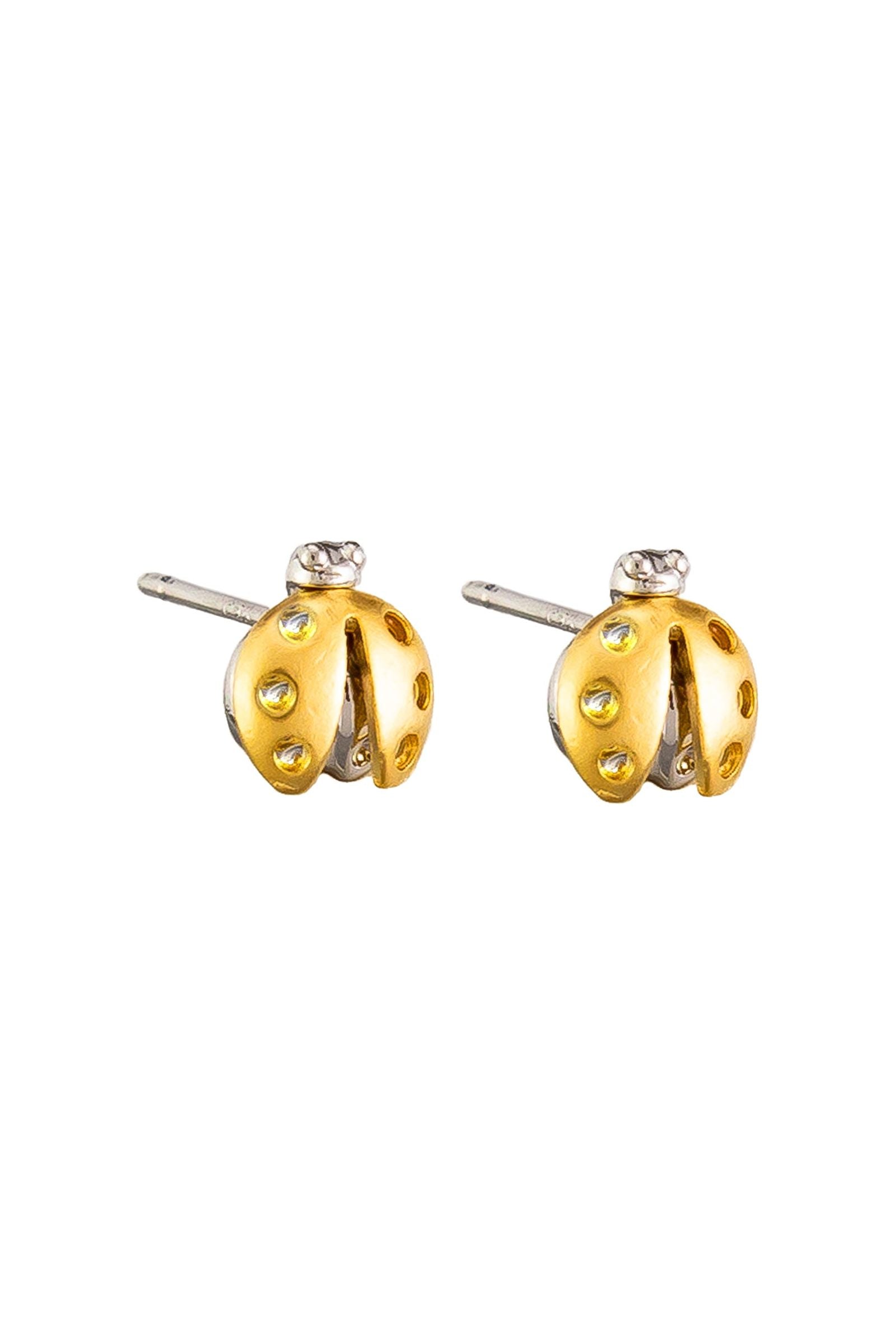 Gold Lady Bug Studs