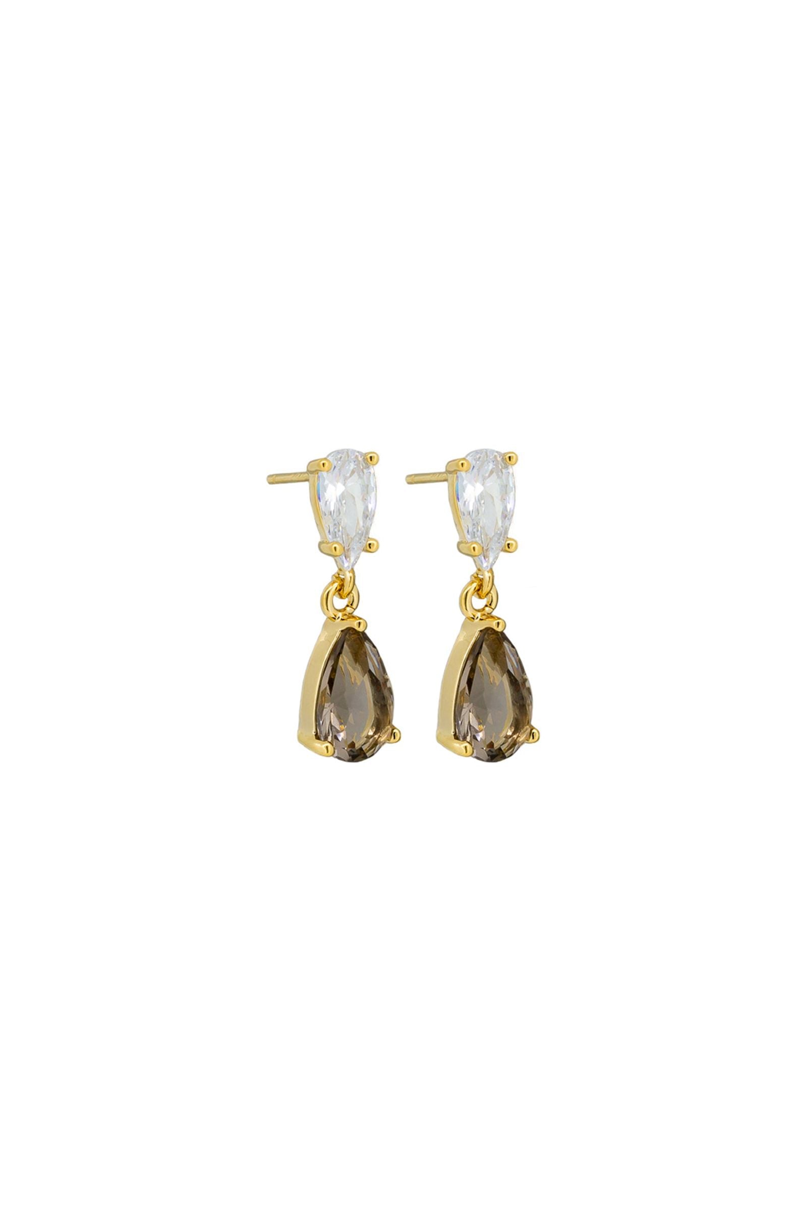 Gold Smoky Crystal Teardrop E/R