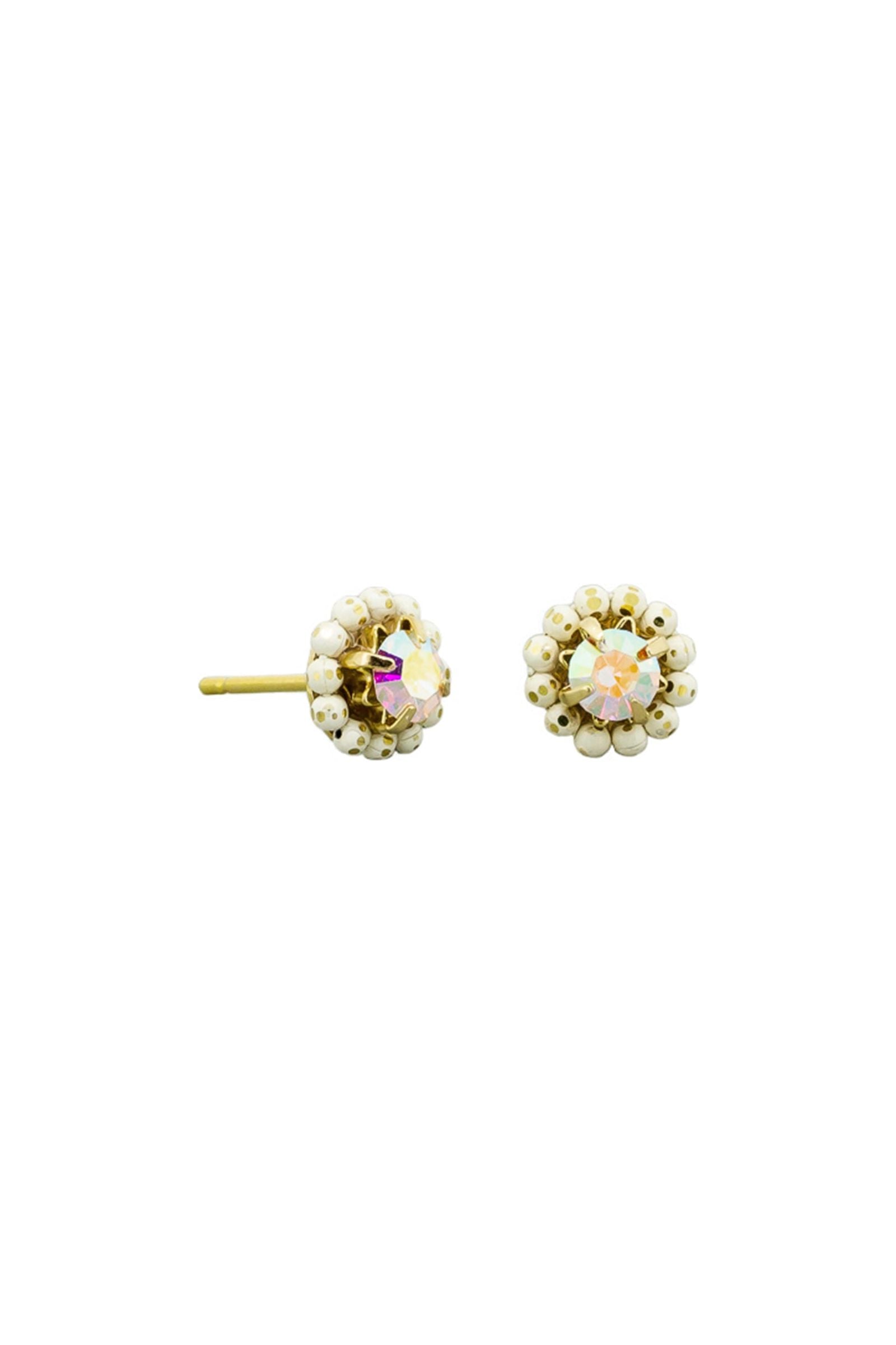 Gold White Winnie Studs