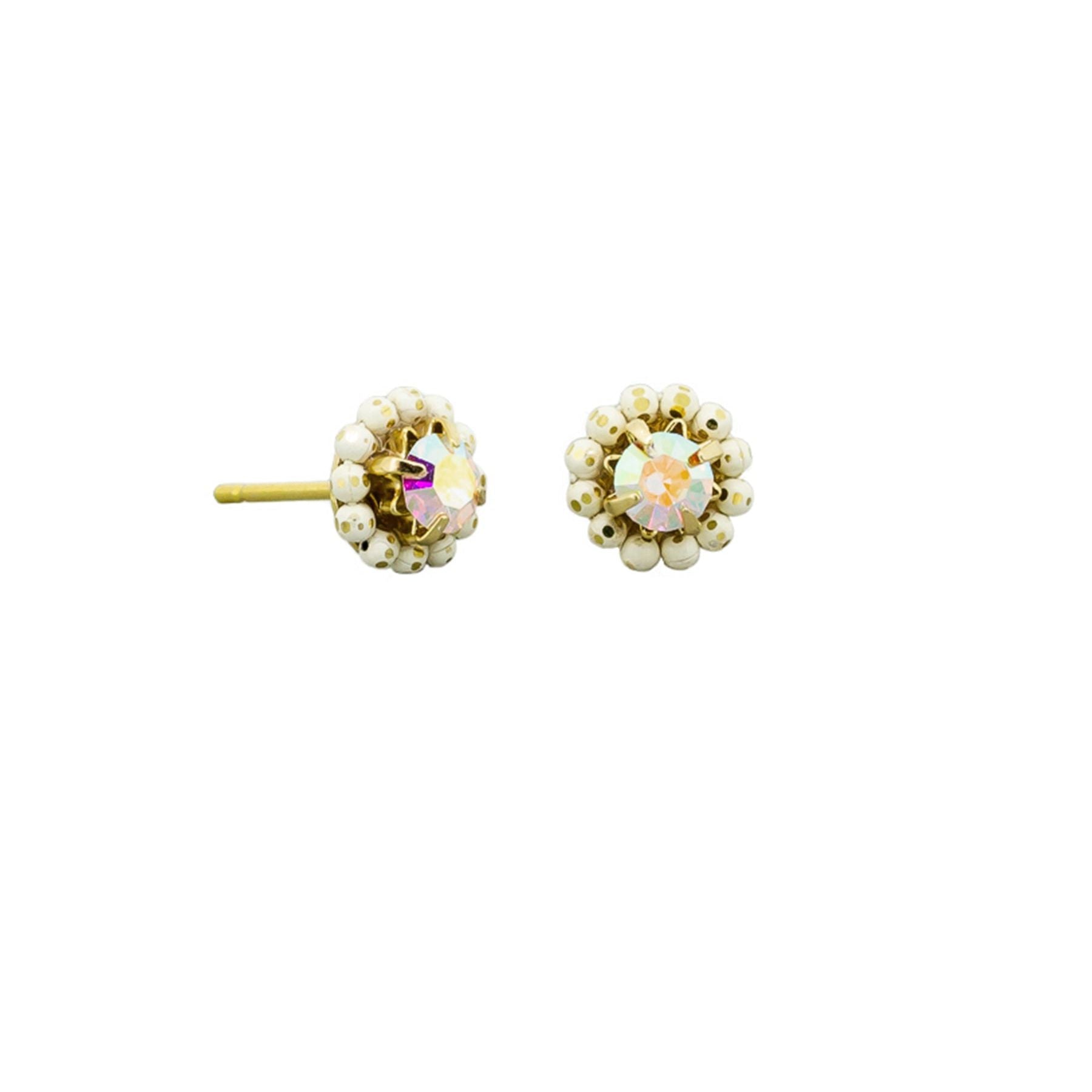 Gold White Winnie Studs