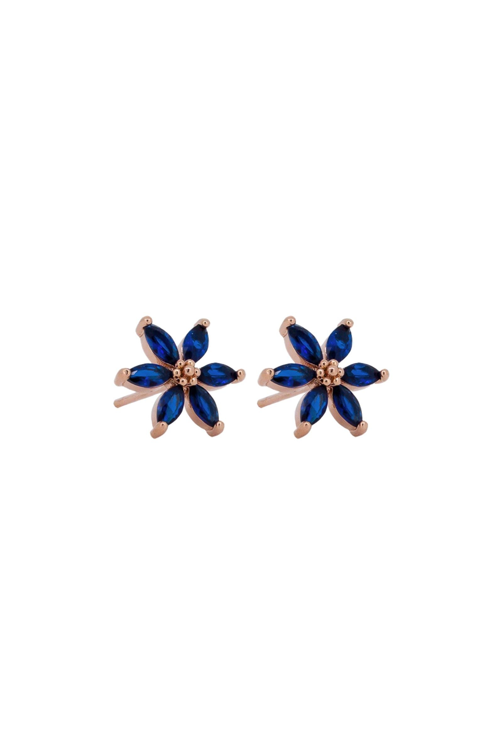 Sapphire Star Flower Crystal Earring