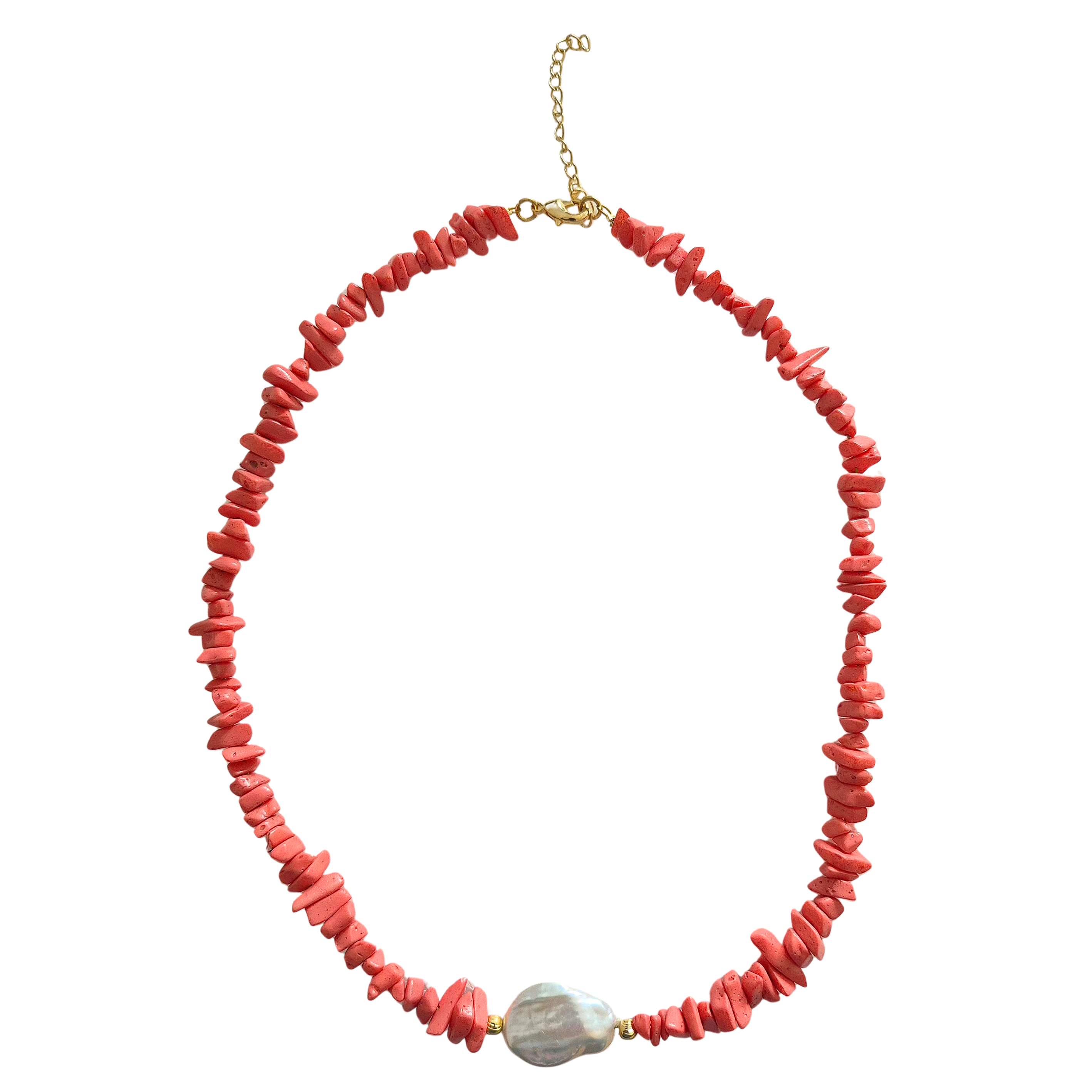 Zoda Glass Bead Necklace with Freshwater Pearl Pink