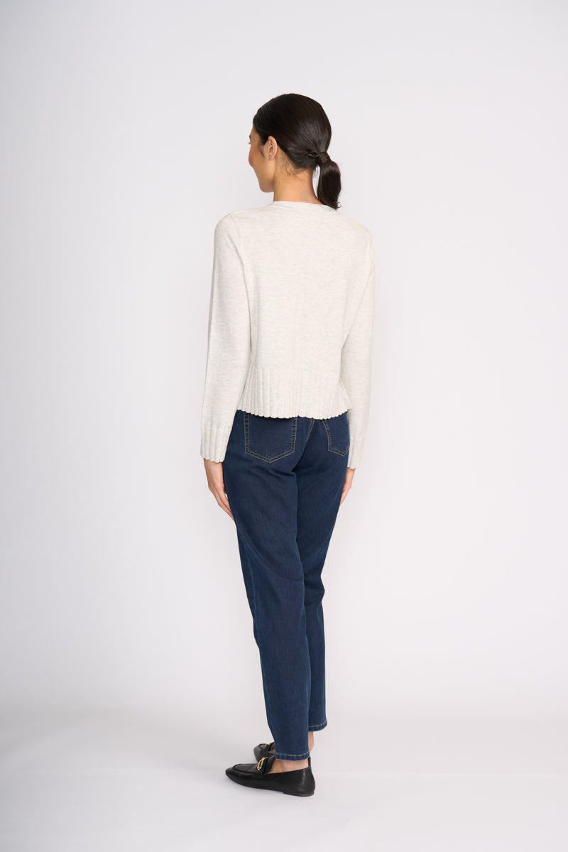 SEAMS NATURAL CARDI - MARBLE