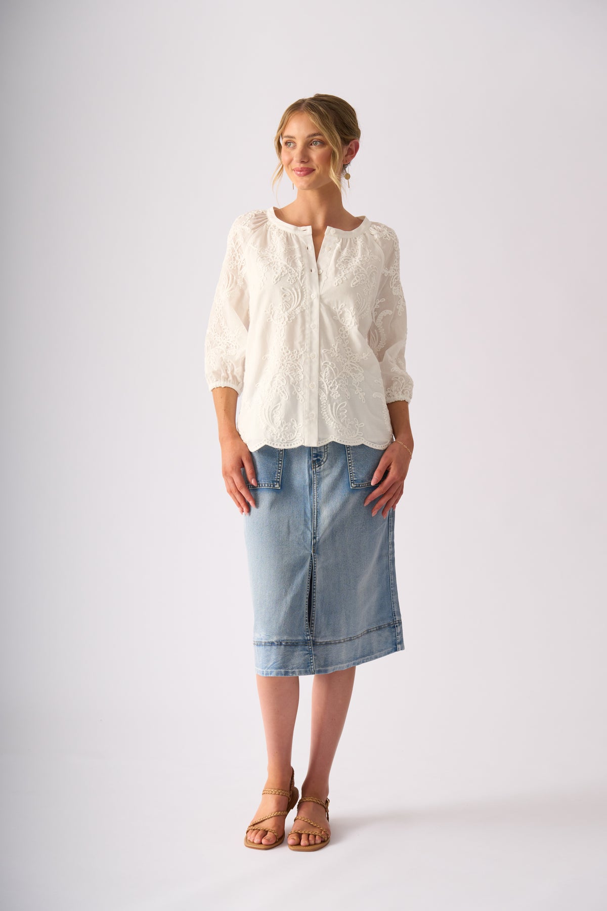 QUEENIE SKIRT - Stone Wash