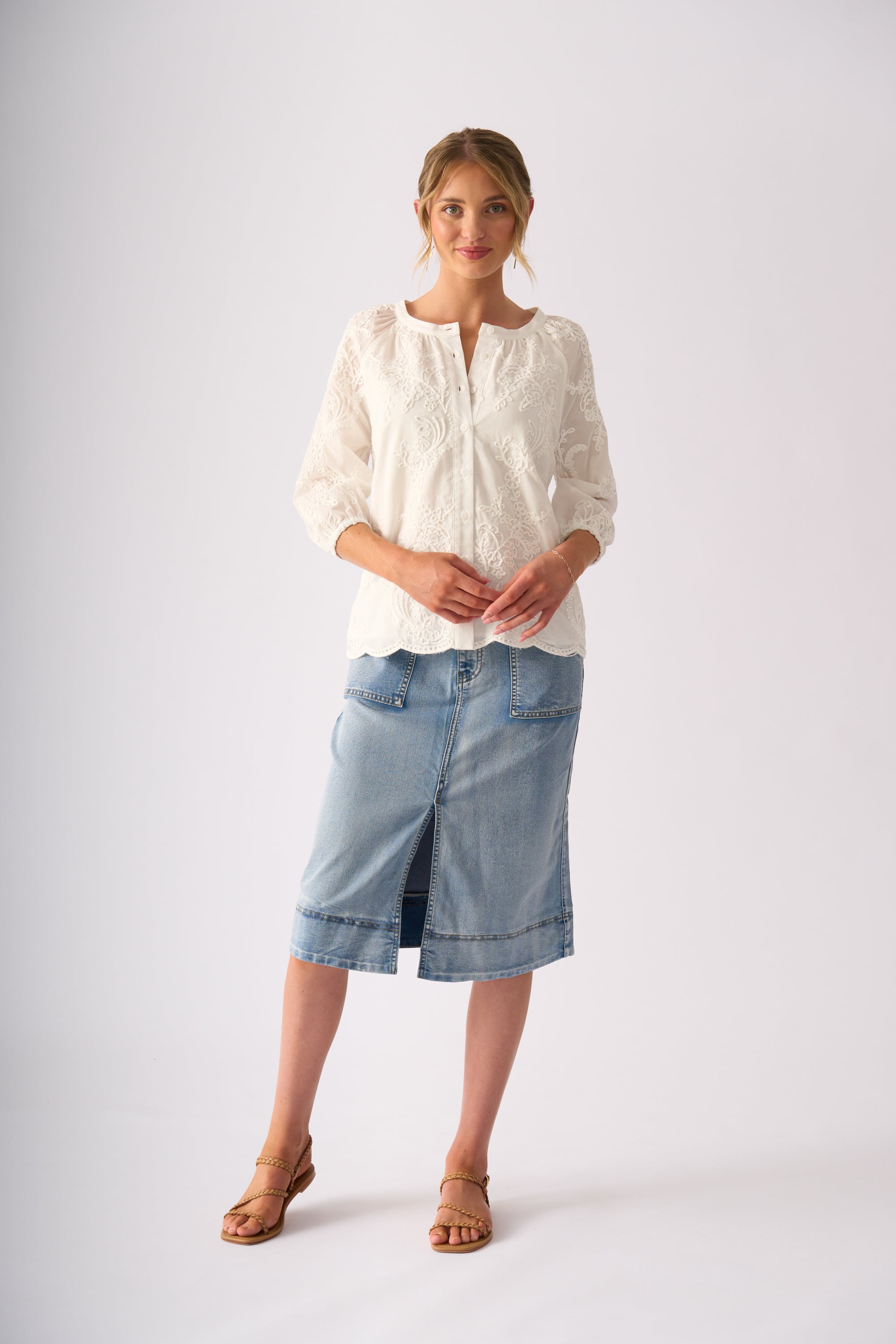 QUEENIE SKIRT - Stone Wash