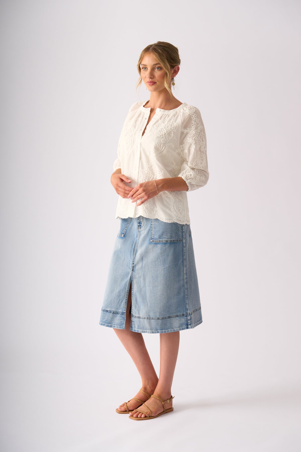 QUEENIE SKIRT - Stone Wash