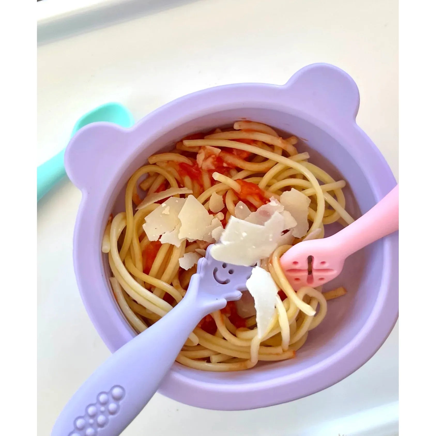 Silicone Bowl & Mini Cutlery Set - Purple Bowl/Sherbet Cutlery Set