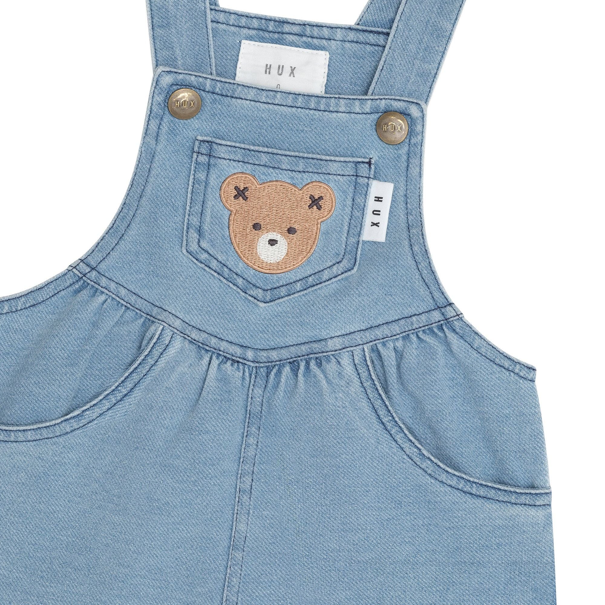 HUXBEAR KNIT DENIM SHORT OVERALLS