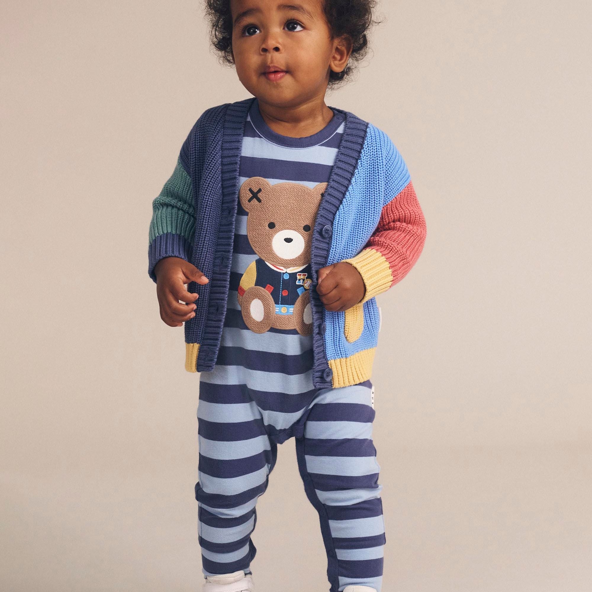 COLLEGE HUX BLUE STRIPE ROMPER