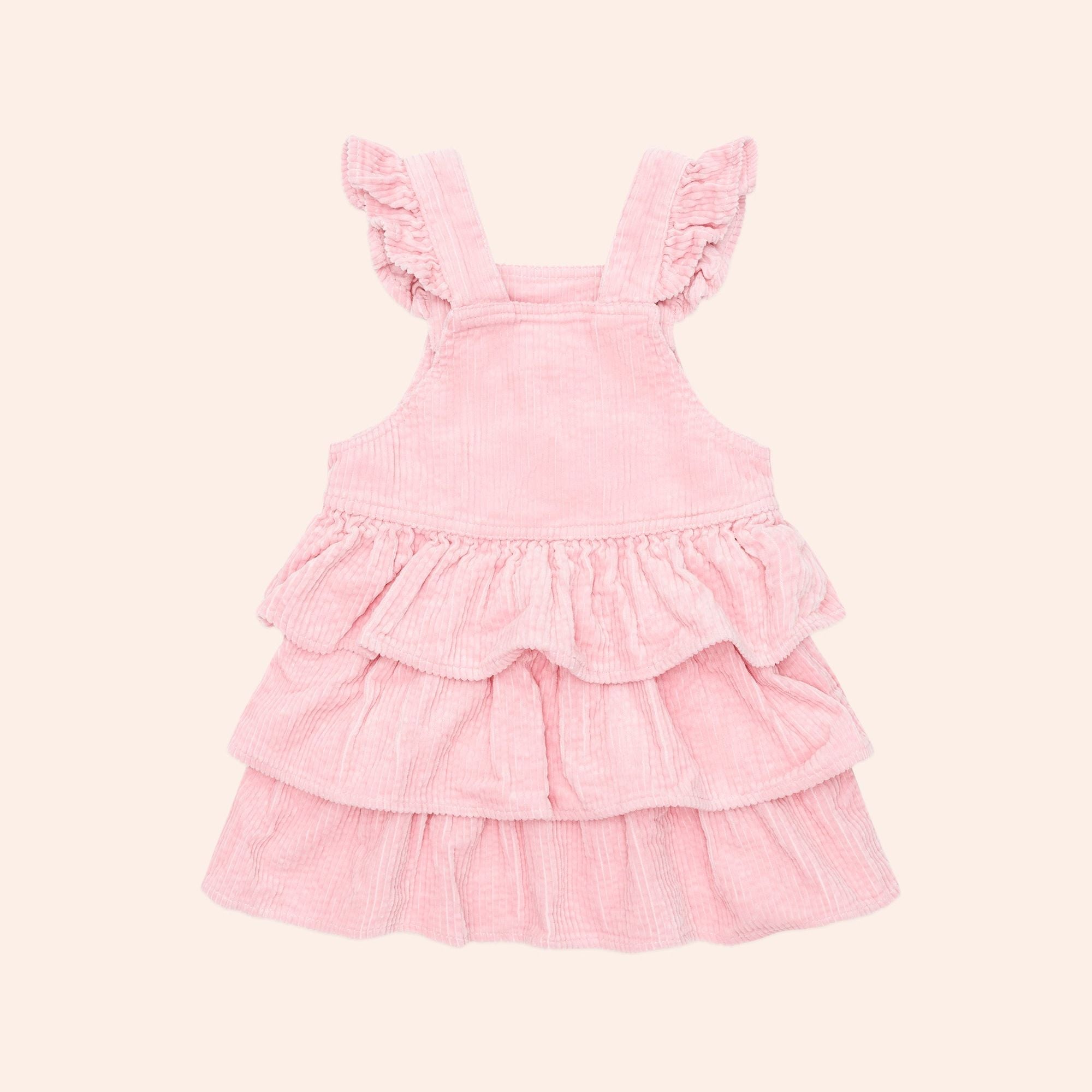 BLUSH CORD TIERED OVERALL DRESS
