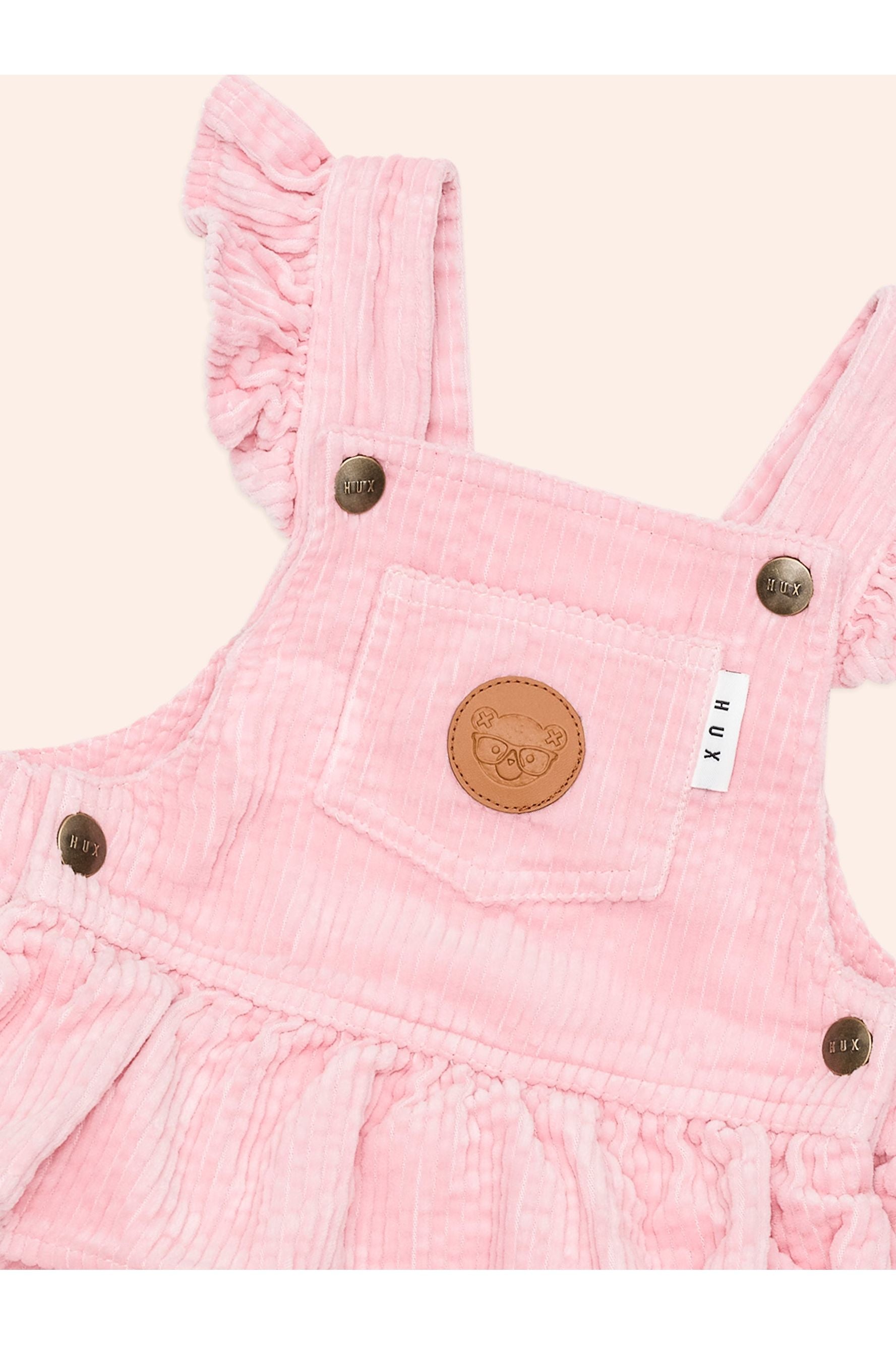BLUSH CORD TIERED OVERALL DRESS