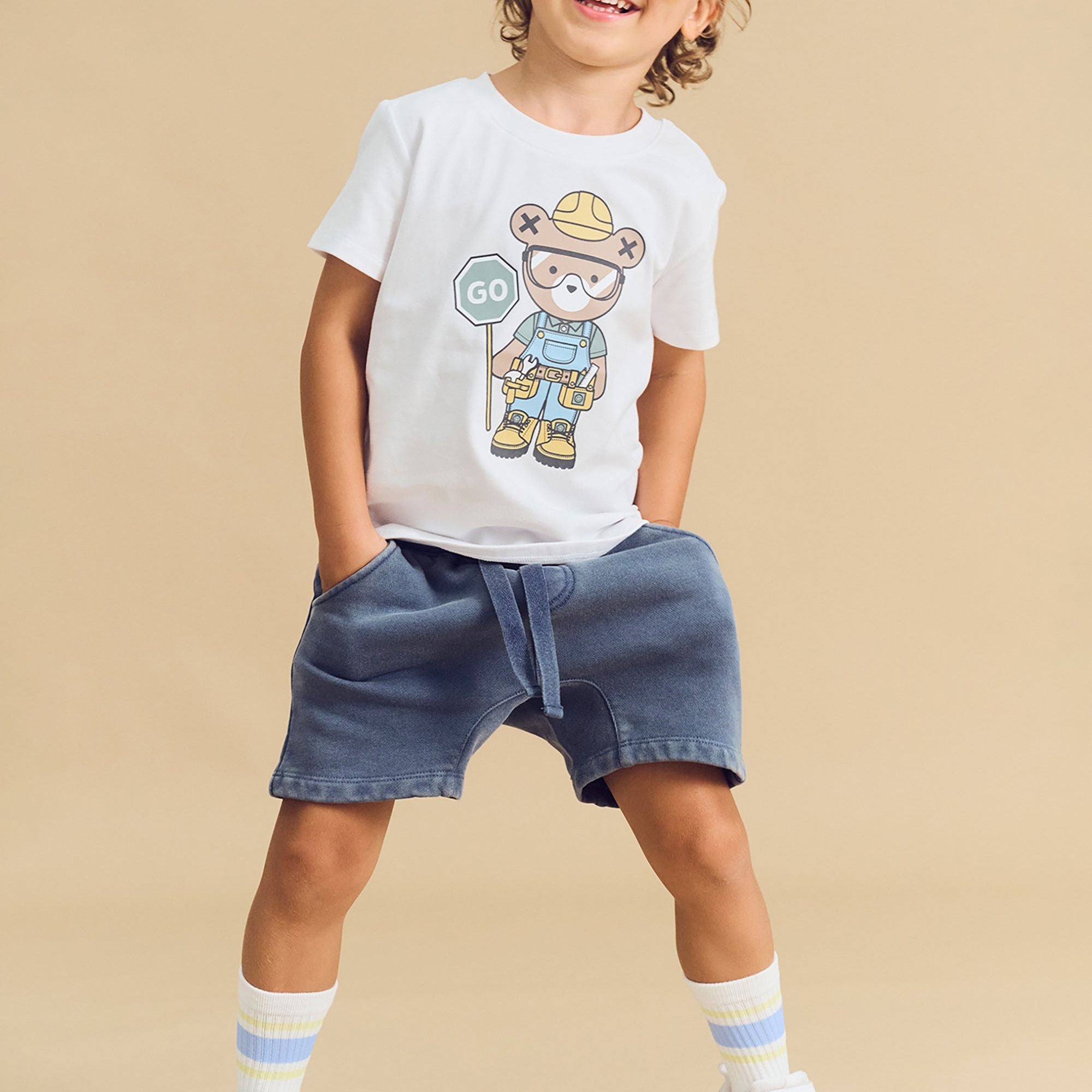 SLOUCH SHORT WASHED NAVY