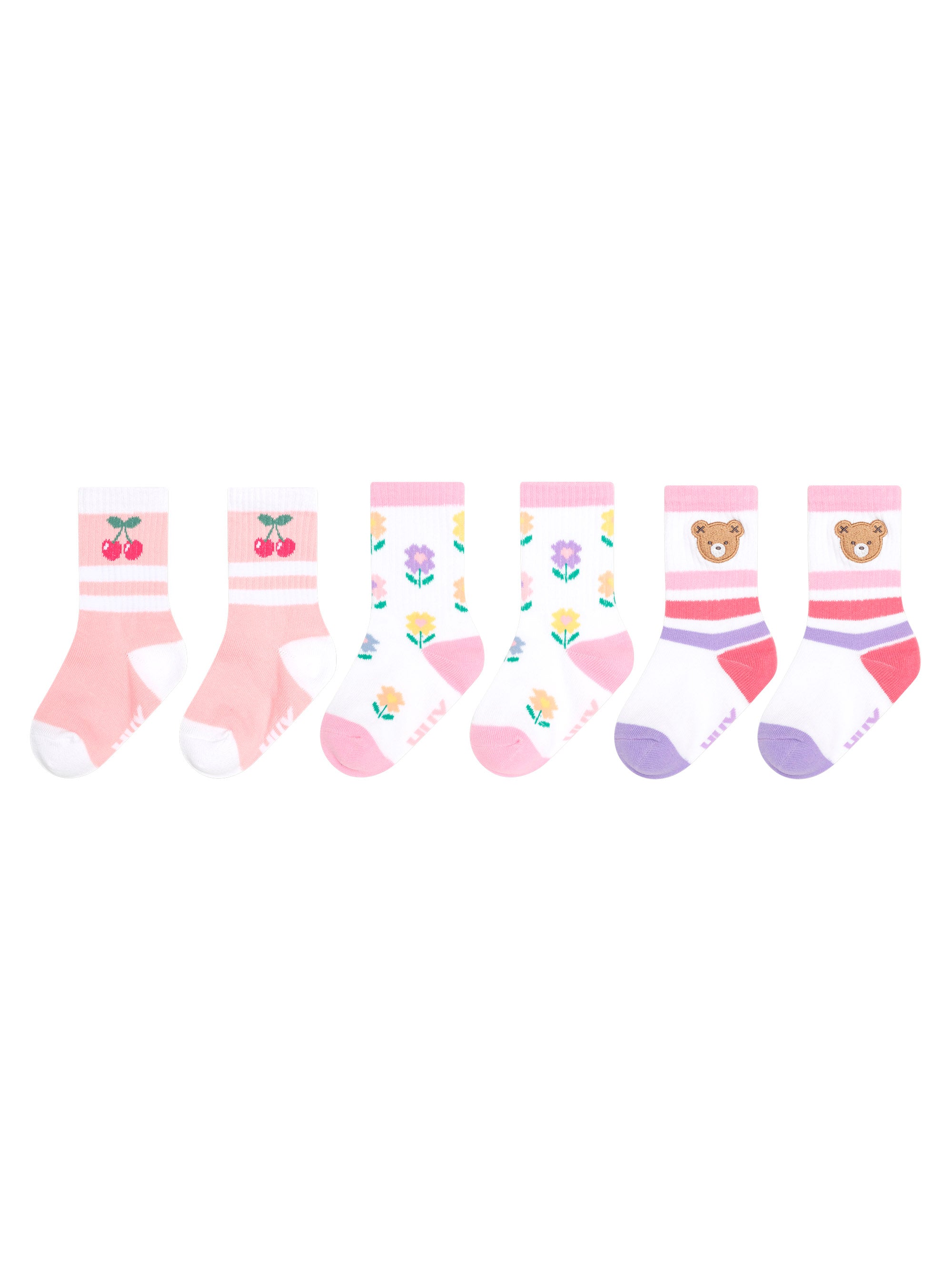 3PK Girls Sports Socks