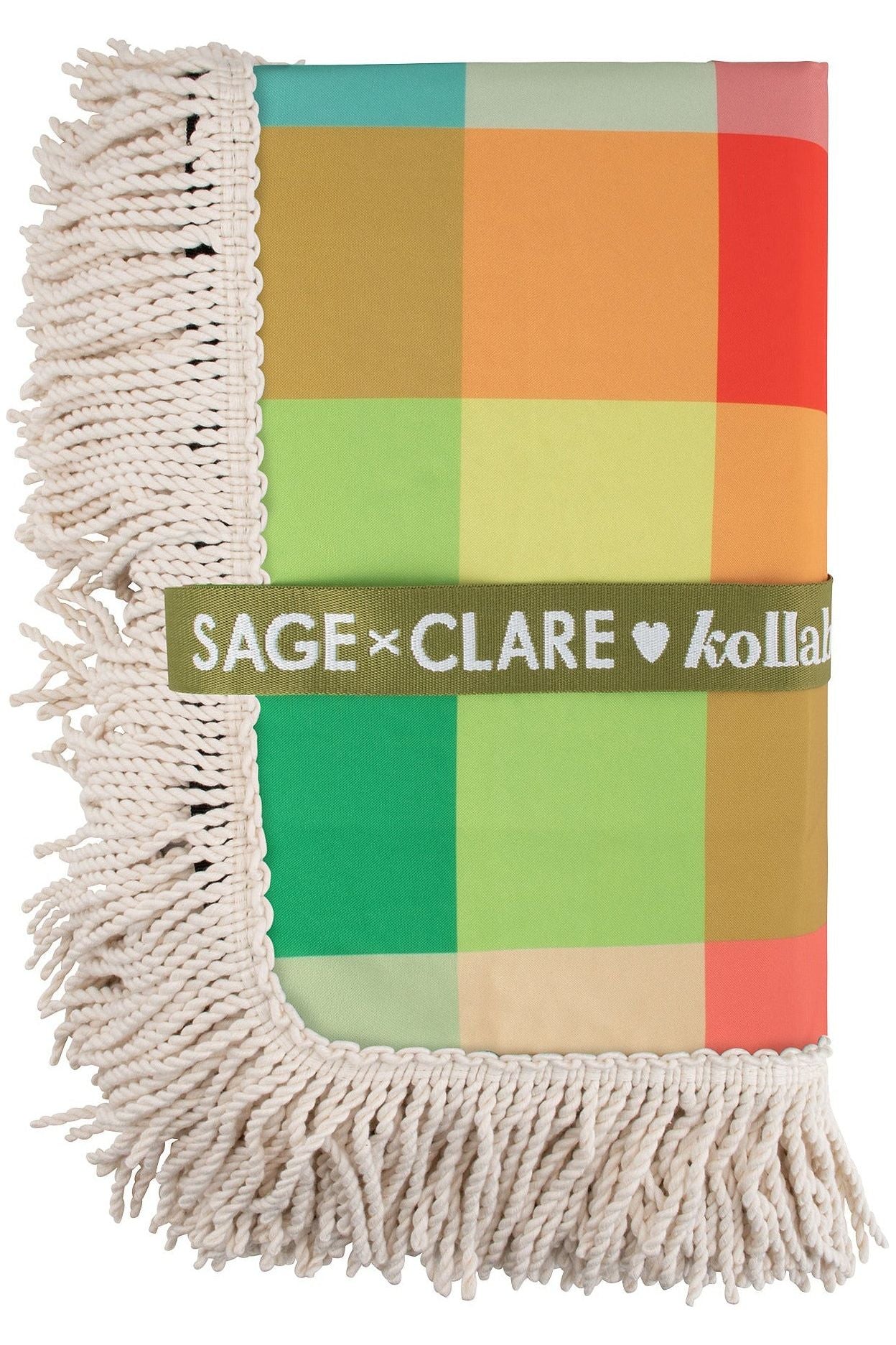 Holiday Fringed Medium Picnic Mat - Aida - Sage x Clare Collaboration