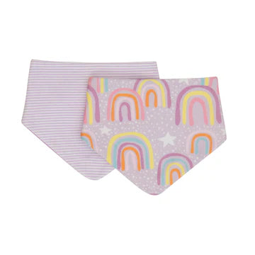 Bandana Bibs 2pk - Lilac Rainbows