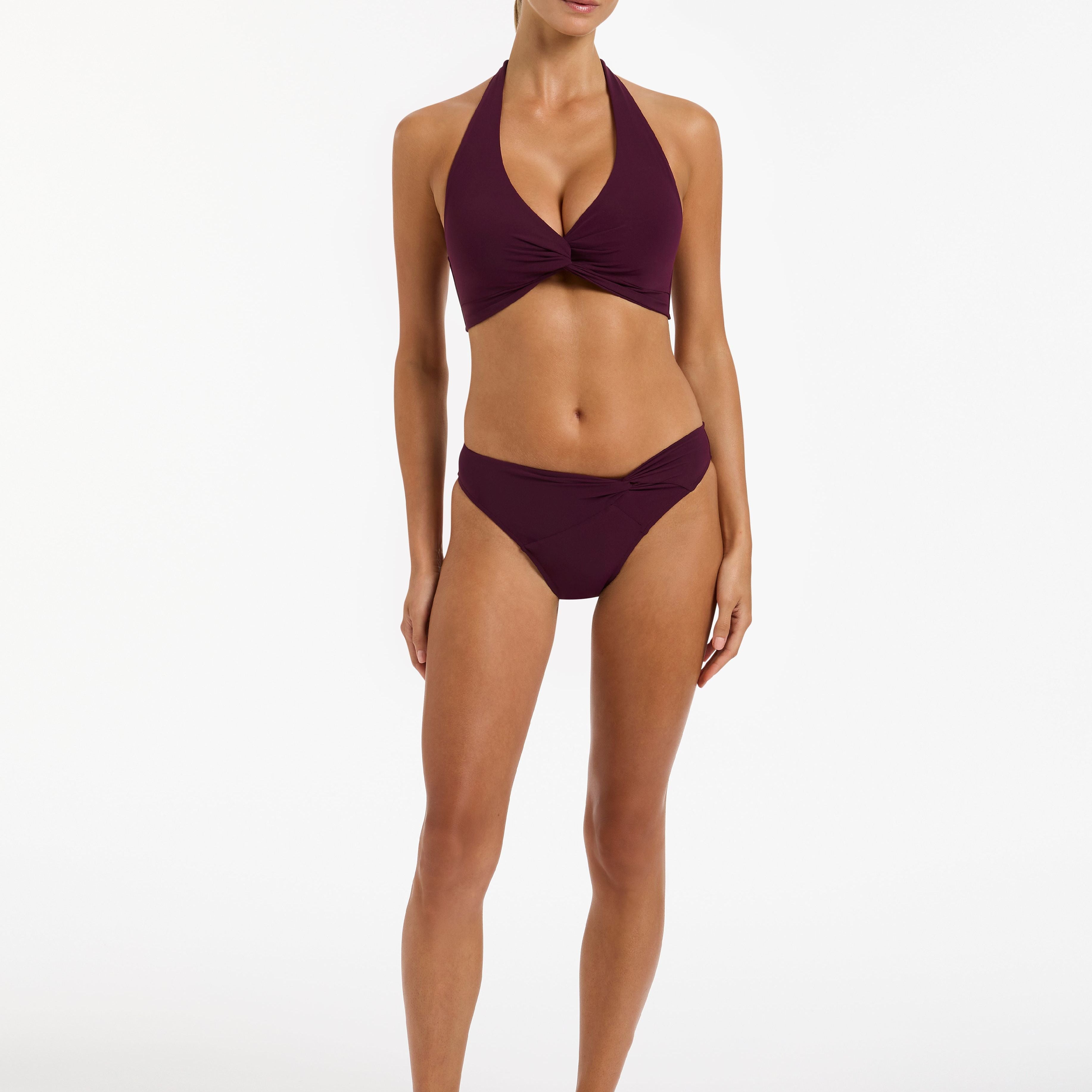 TWIST FRONT HIPSTER PANT - PORT