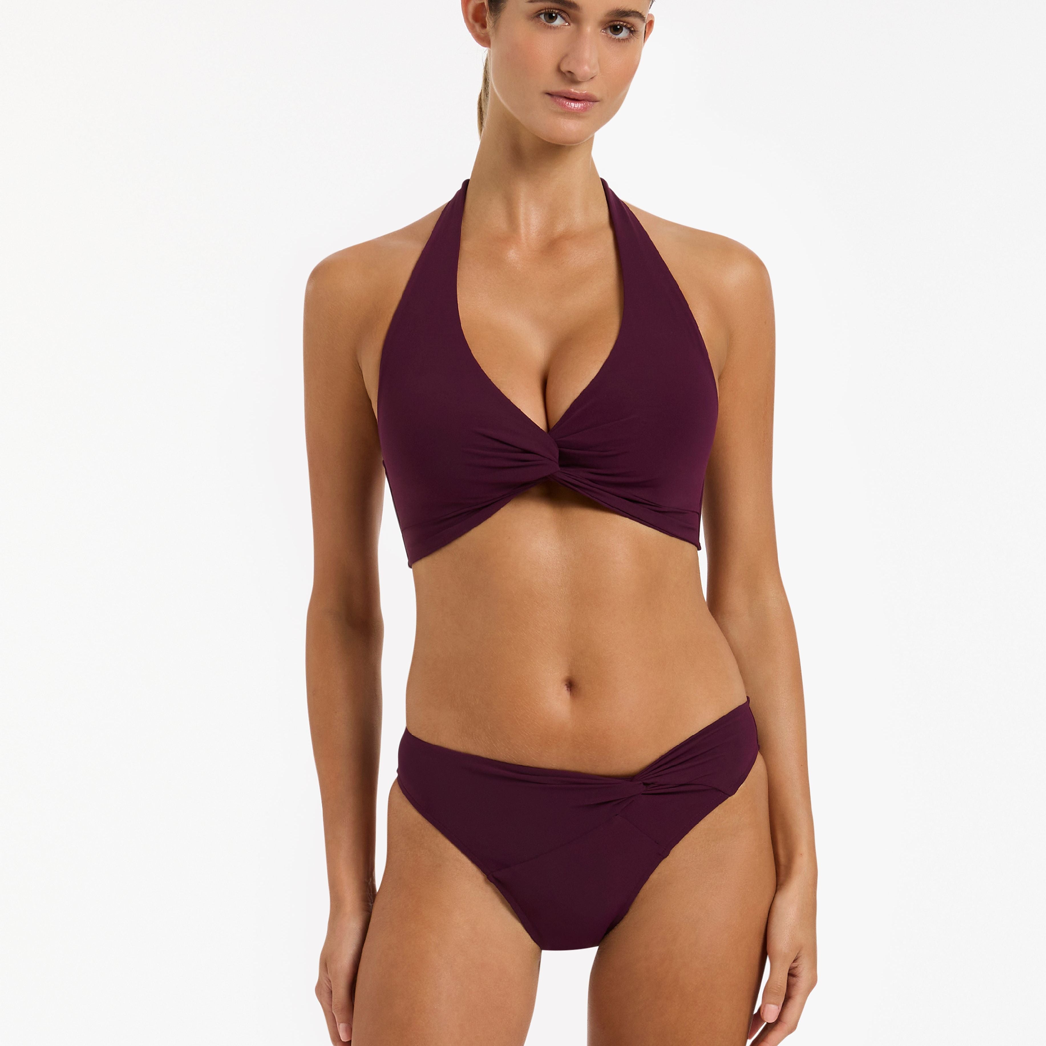 TWIST FRONT HIPSTER PANT - PORT