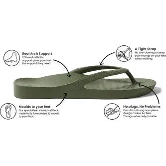 Archies Arch Support Thongs - Khaki