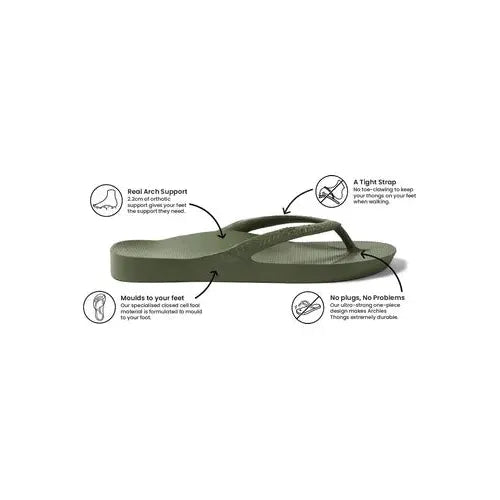 Archies Arch Support Thongs - Khaki