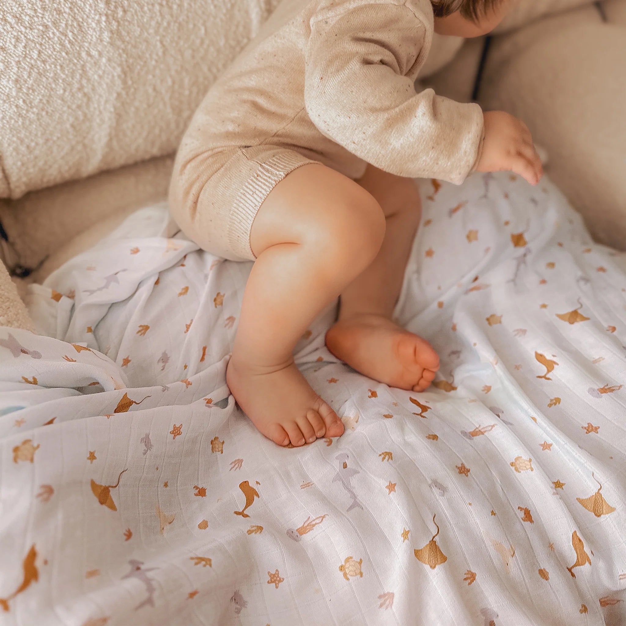 Ocean Creatures Organic Muslin Wrap