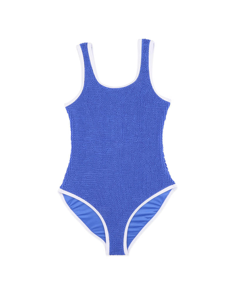 COBALT BLUE /WHITE CRINKLE SWIMSUIT
