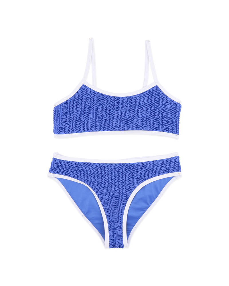 COBALT/WHITE CRINKLE BIKINI