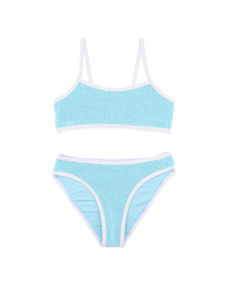 BLUE FIZZ/WHITE CRINKLE BIKINI