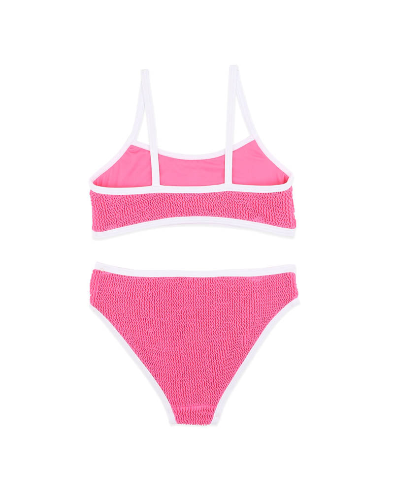 BUBBLEGUM/WHITE CRINKLE BIKINI
