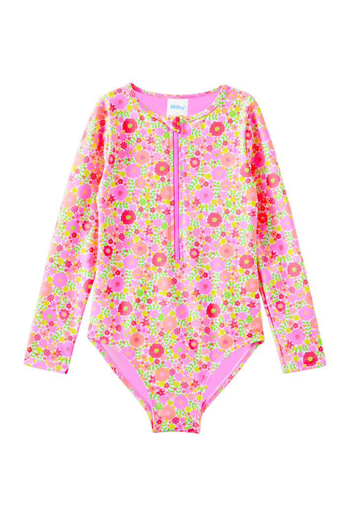 Neon Bloom L/S Swimsuit