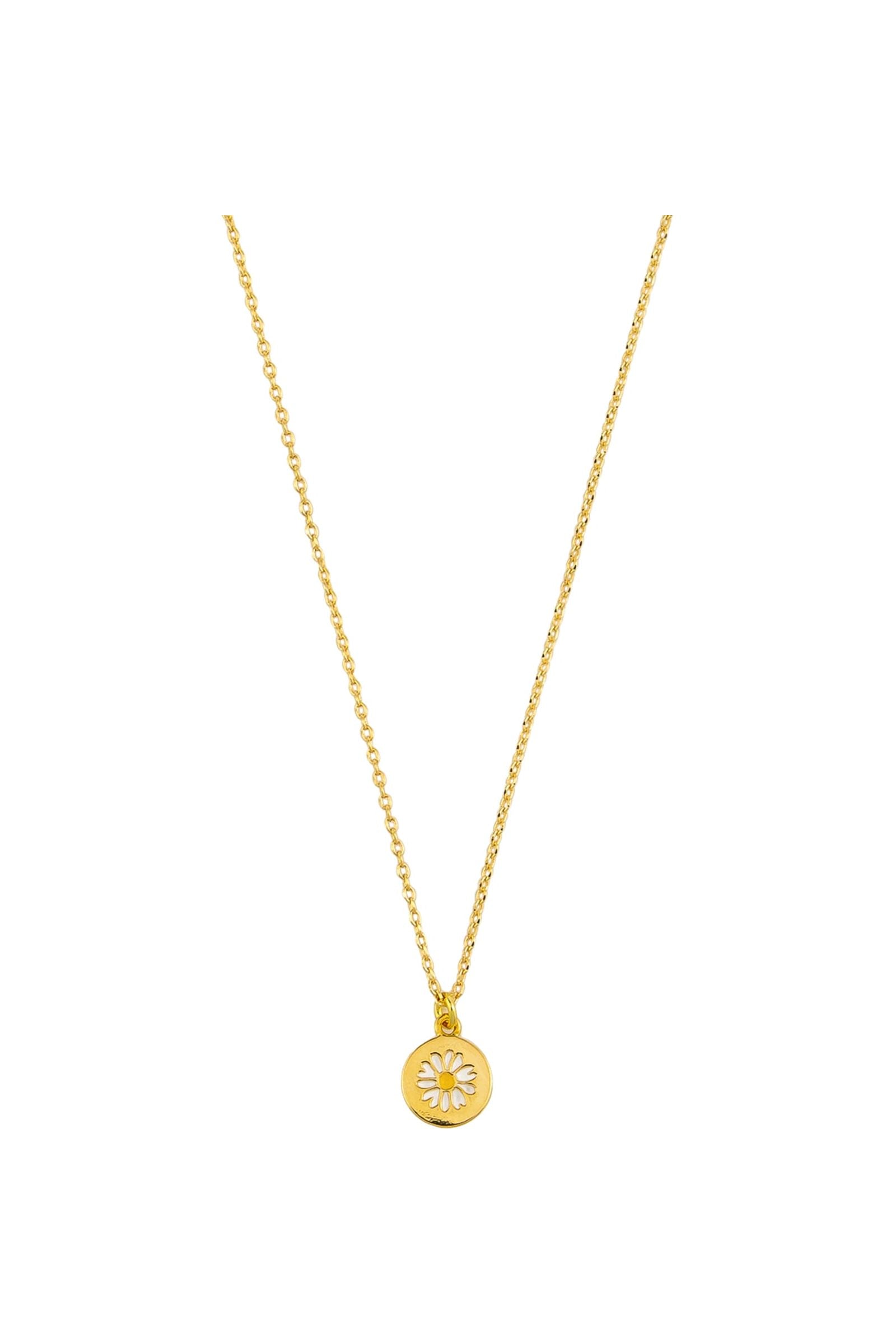 Gold Daisy Disc Necklace