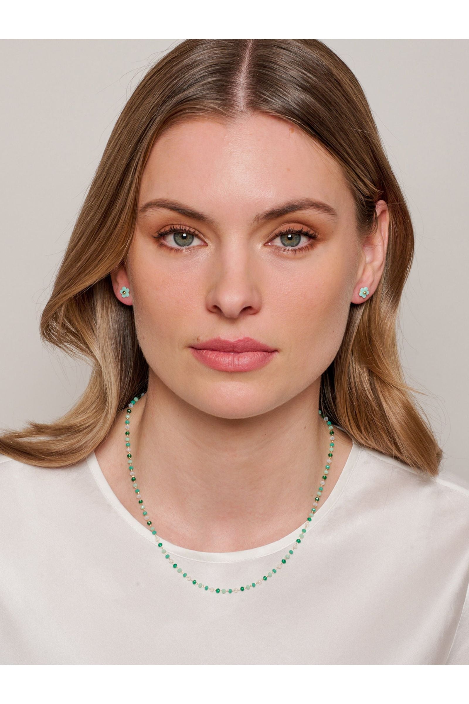 Aqua Baby Flower Button Studs