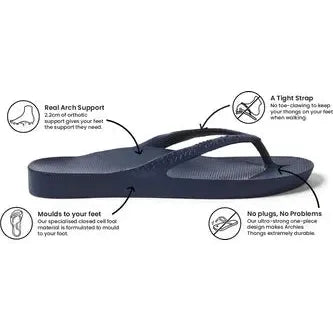 Archies Arch Support Thongs - Navy