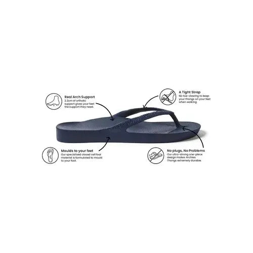 Archies Arch Support Thongs - Navy