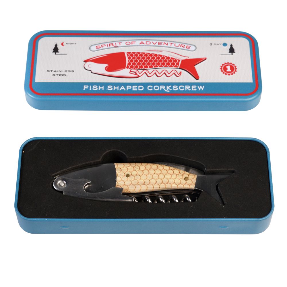 Fish Corkscrew in a tin