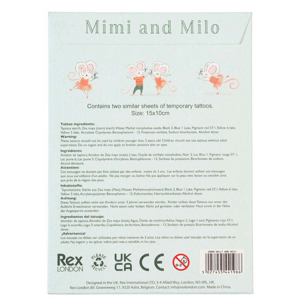 Temporary tattoos - Mimi and Milo