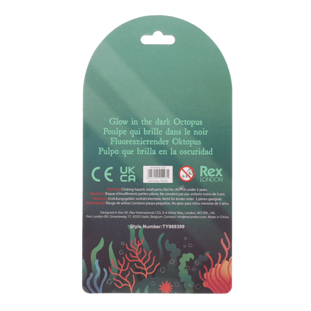 Rex London Glow in the Dark Squishy Toy -Octopus