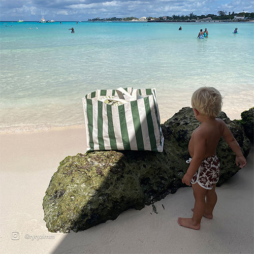 Carryall Beach Bag The Vacay Olive Stripe