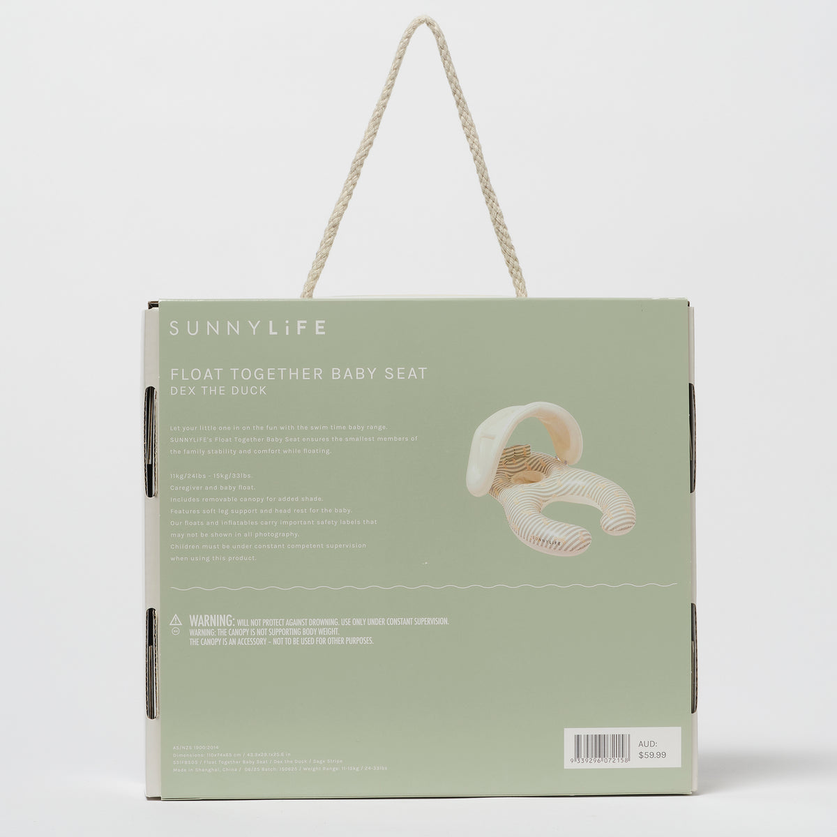Float Together Baby Seat Duck Sage Stripe