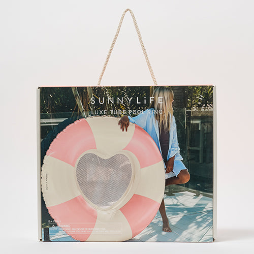 Luxe Tube Pool Ring Stole My Heart Pink Stripe