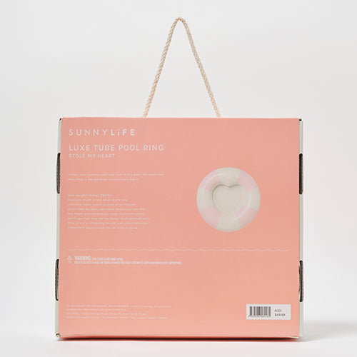 Luxe Tube Pool Ring Stole My Heart Pink Stripe
