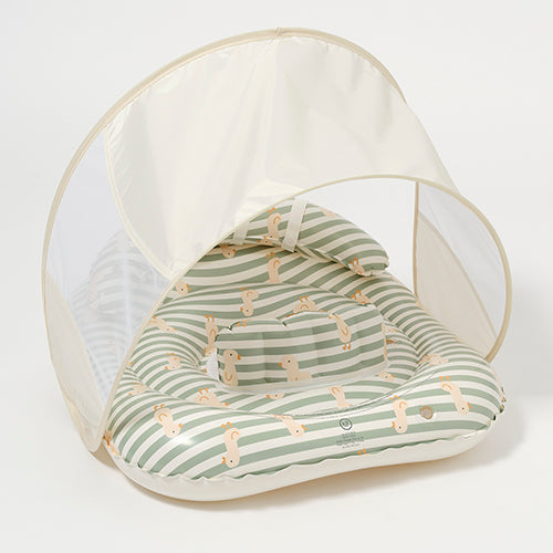Interactive Baby Float Duck Sage Stripe