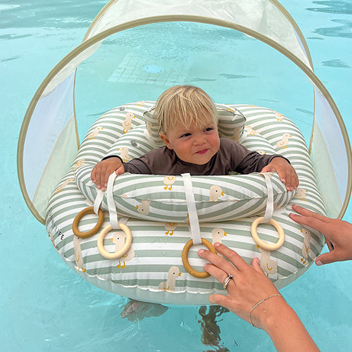 Interactive Baby Float Duck Sage Stripe