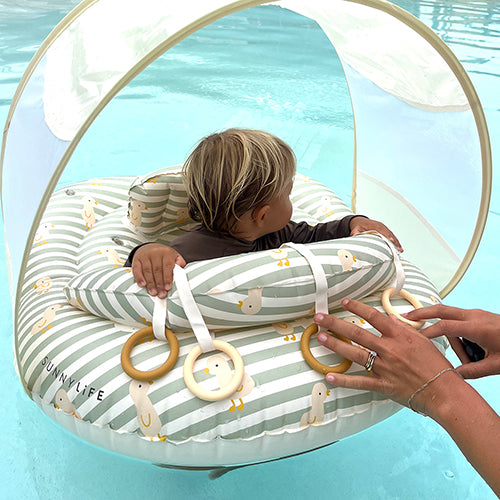 Interactive Baby Float Duck Sage Stripe