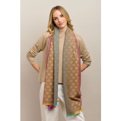 Faded Heart Scarf - Latte