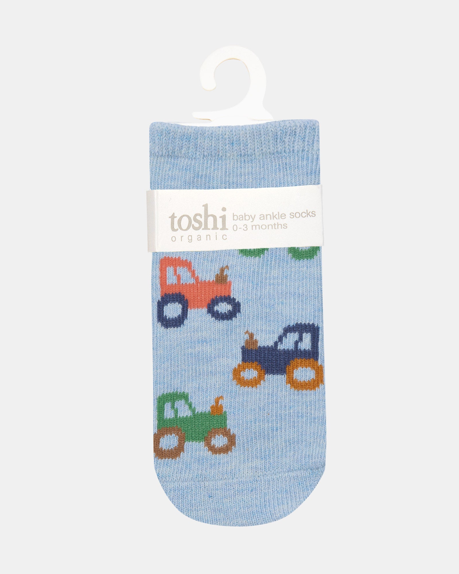 Organic Socks Ankle Jacquard -  Tiny Tractors